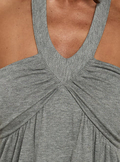 Bring The Night Halter Ruched Mini Dress Grey