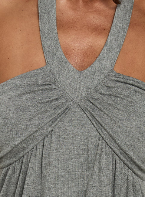 Bring The Night Halter Ruched Mini Dress Grey