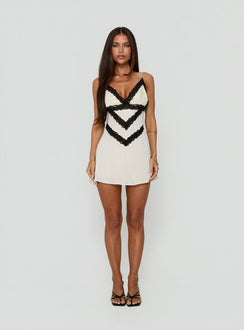 Orithia Lace Trim Playsuit Cream / Black