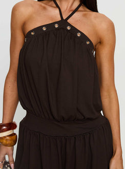 Sunnee Eyelet Detail Playsuit Brown Tall