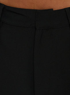 Designed with the Busy Busy Low Baggy Capri Pant Black in womens-regular-pants featuring low-rise detail view of model wearing Princess Polly