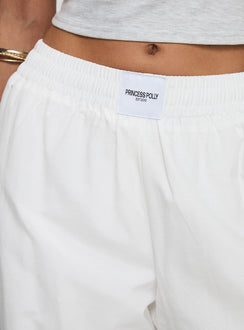 back view of model wearing Princess Polly Beach House Pants White Tall High Waisted Pants 
