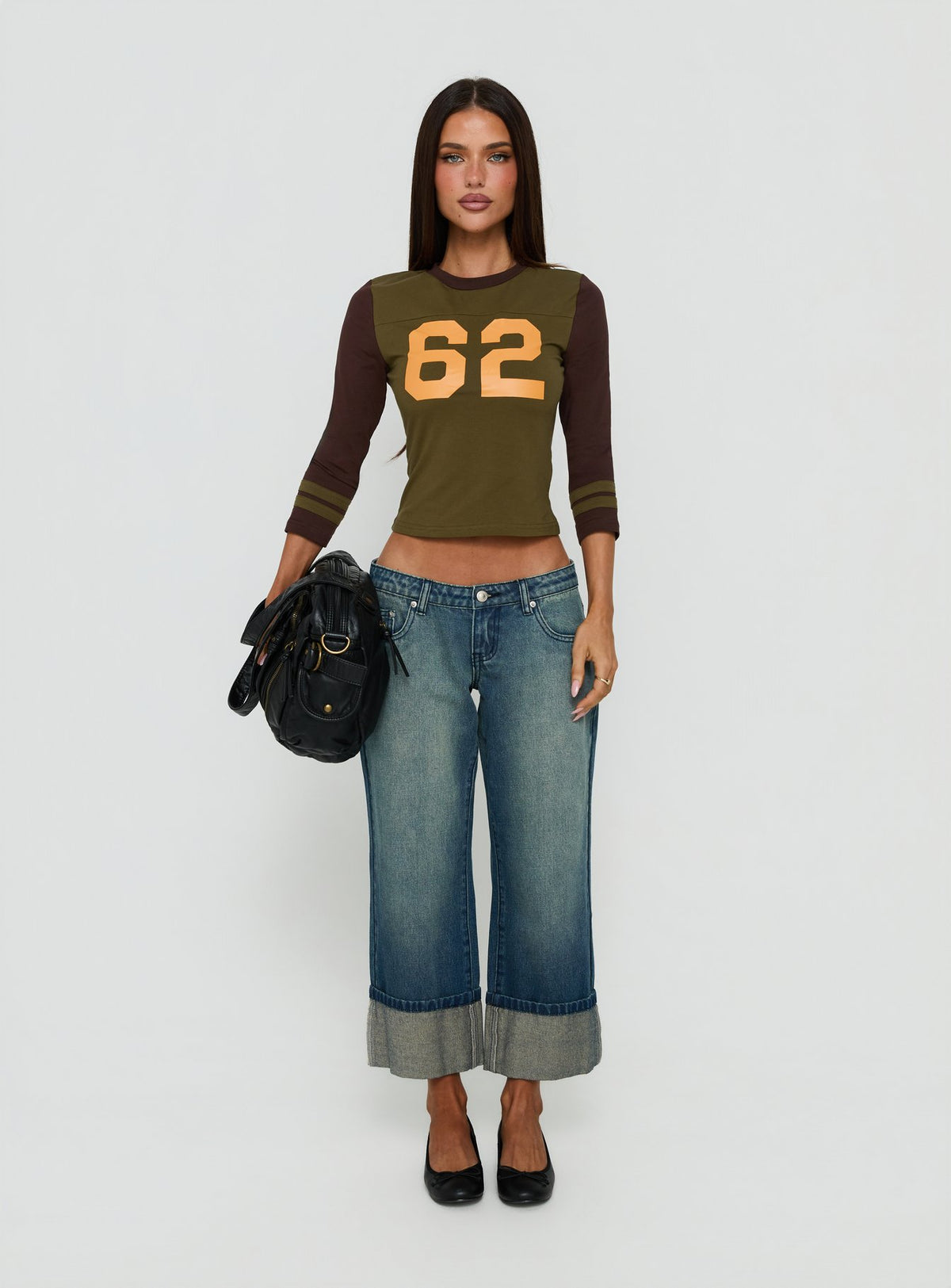 Harrlie Cuffed Cropped Low Rise Jeans Vintage Wash
