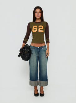 Harrlie Cuffed Cropped Low Rise Jeans Vintage Wash