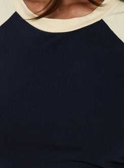 Karlee Ruched T-Shirt Mini Dress Navy / Cream