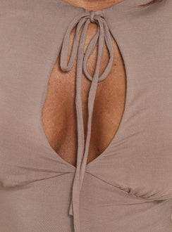 Yemina Keyhole 3/4 Sleeve Top Mushroom