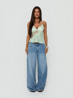 Annamari Lace Satin Cami Top Green