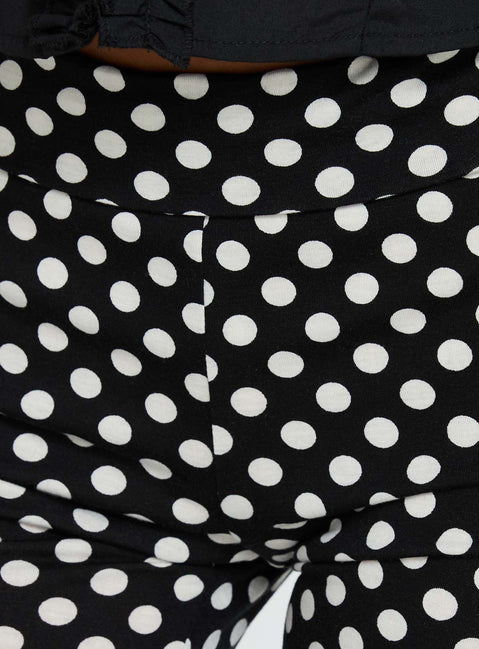 product Princess Polly Isadonna Capri Pants Black Polka Dot Mid Rise Pants 