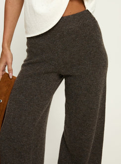 back view of model wearing Princess Polly Karee Knit Pants Brown High Rise Pants 