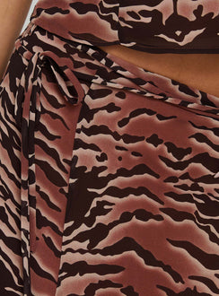 back view of model wearing Princess Polly Tipsy Midi Skirt Animal Multi 