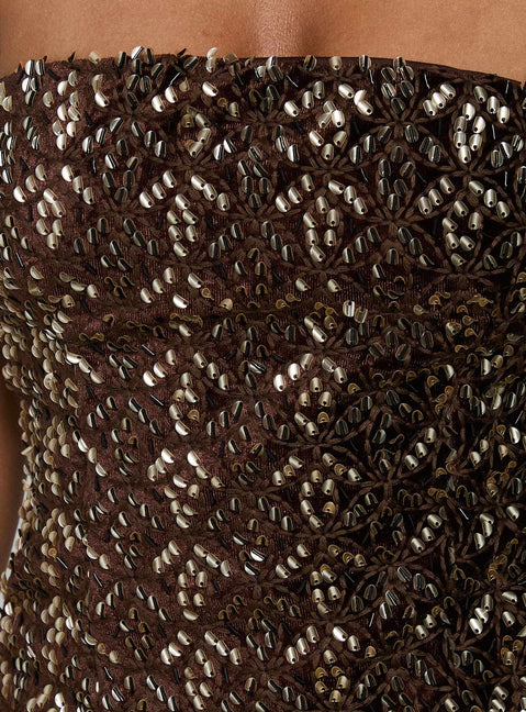 Zaraya Strapless Mini Dress Bronze