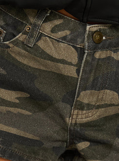 Dreamful Low Rise Mini Denim Short Washed Camo Tall