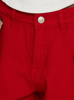 Hudsen Longline Cargo Shorts Red