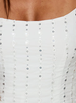 Kelia Sequin Detail Playsuit White