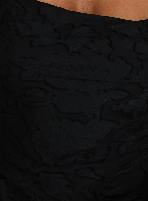 Celena Maxi Dress Black Burnout