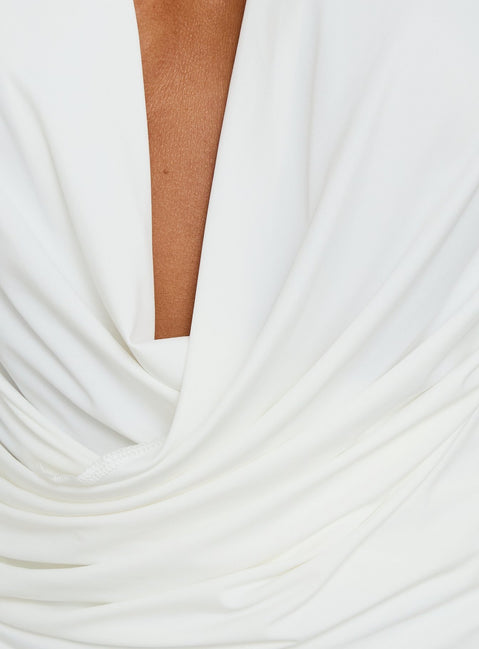 Tearra Plunge Cross Front Top White