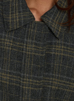 Dennie Bomber Jacket Charcoal / Green Plaid