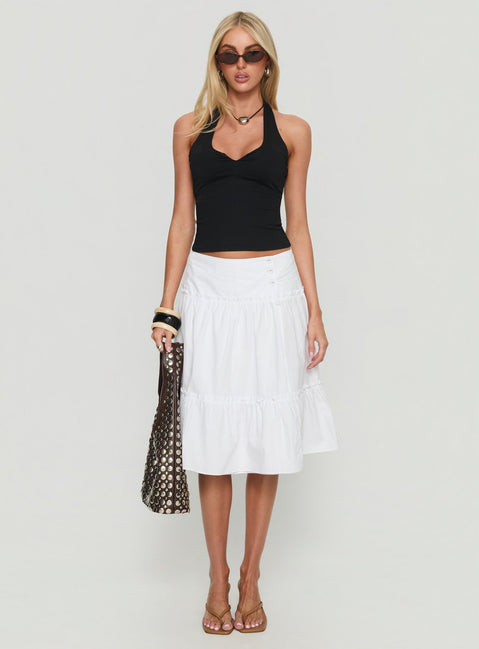 Cascades Low Rise Midi Skirt White