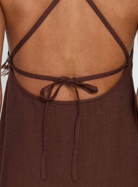 Solie Tie Back Maxi Dress Chocolate