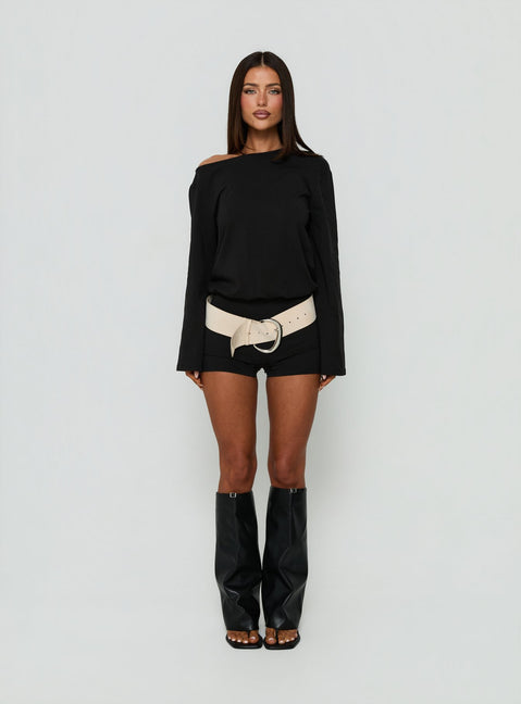 Claera Off Shoulder Tie Back Playsuit Black