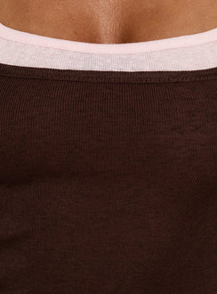 Adoree 3/4 Sleeve Layered Mini Dress Chocolate / Pink