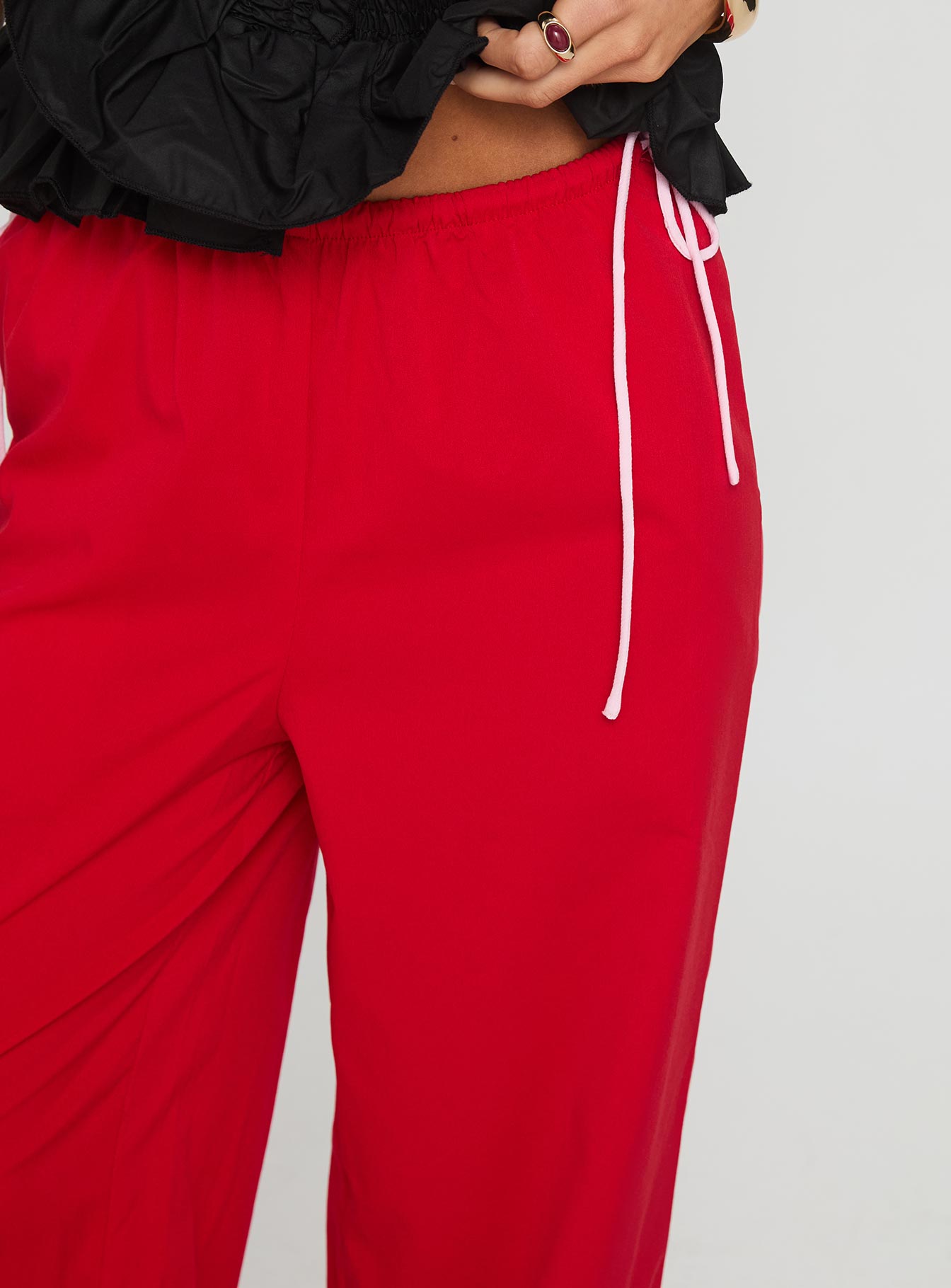 Sweet As Sugar Bow Pants Red / Pink High Waisted Pants 