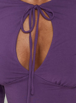 Yemina Keyhole 3/4 Sleeve Top Purple