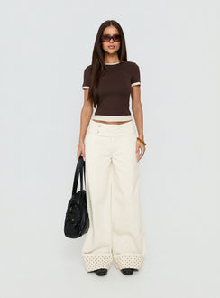 Lights Low Contrast Trim Top Chocolate / Beige