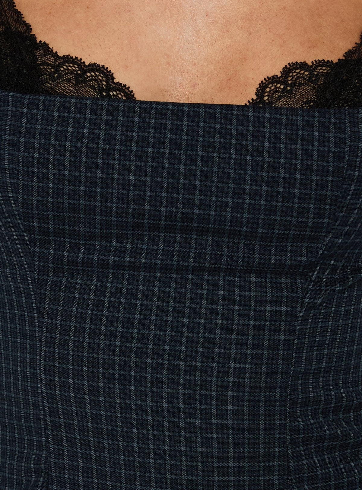 Renaissance Corset Top Blue Check