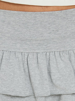 Detailed view of the Sabrena Tiered Mini Skirt Grey Marle womens-skirts in mini length product Princess Polly