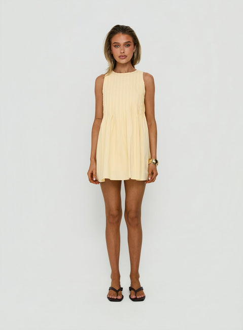 Dreamboat Pleated Mini Dress Yellow