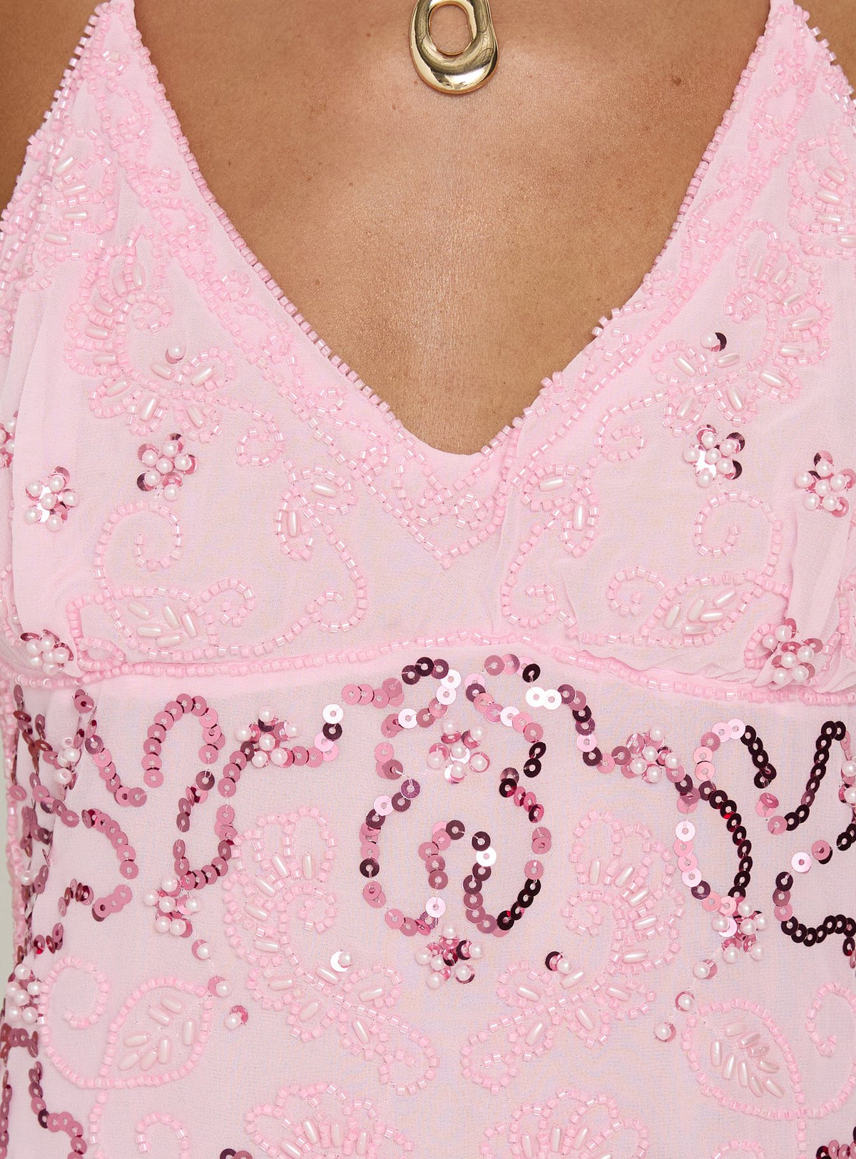 Stazia Beaded Mini Dress Pink