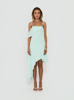 Massey Bust Draping Low Back Midi Dress Aqua