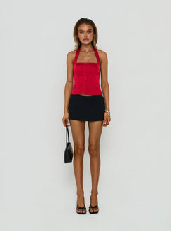 Gabriela Satin Halter Corset Top Red
