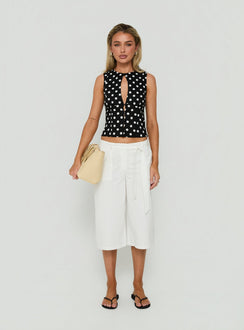 Dahlea Keyhole Sleeveless Top Black Polka Dot