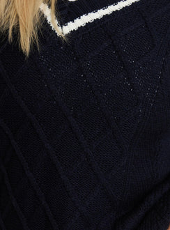 product Princess Polly Covina V Neck Knit Sweater Navy 