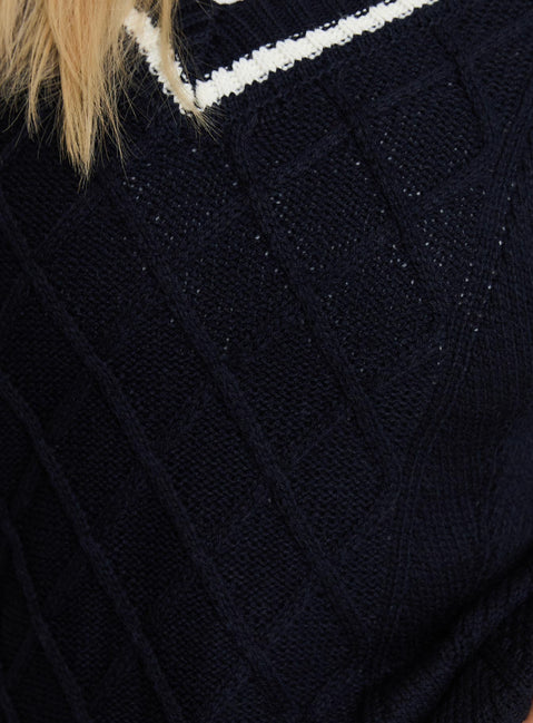 product Princess Polly Covina V Neck Knit Sweater Navy 