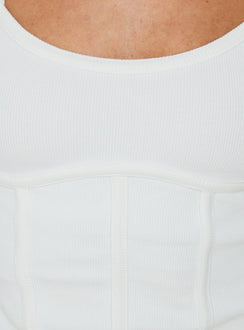 Clarenzia Ribbed Corset Top White