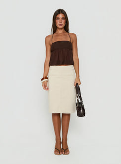 Jesemia Halter Blouson Top Brown