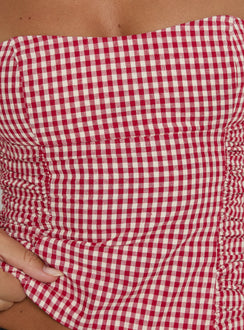 West Coast Love Halter Top Red Gingham