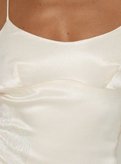 Catch You Up Beaded Mini Dress Cream