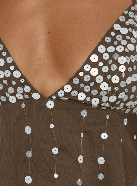 Vinton Button Detail Cami Top Mocha