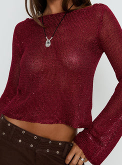 Evanne Long Sleeve Knit Top Red