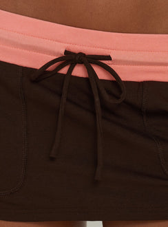 Livia Micro Rib Mini Skort Brown / Coral