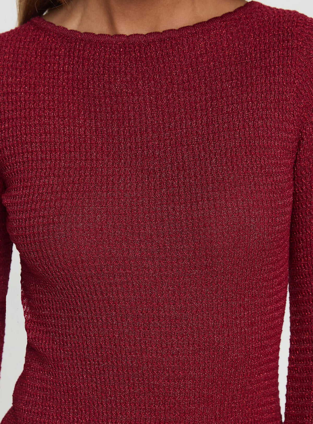 product Princess Polly Rhapsody Long Sleeve Knit Mini Dress Red Crew Neck 