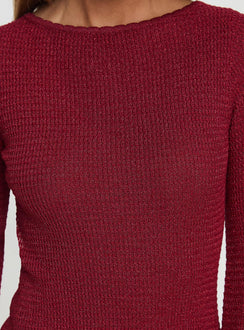 product Princess Polly Rhapsody Long Sleeve Knit Mini Dress Red Crew Neck 