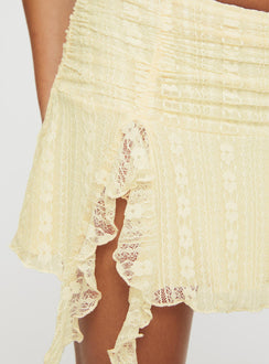 product Princess Polly Maidie Lace Asymmetric Ruffle Mini Skirt Cream Mini Skirts 