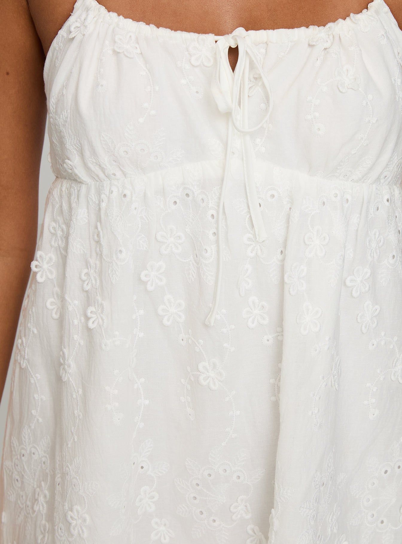 product Princess Polly Daisy Chains Broderie Halter Mini Dress White Scoop Neck 