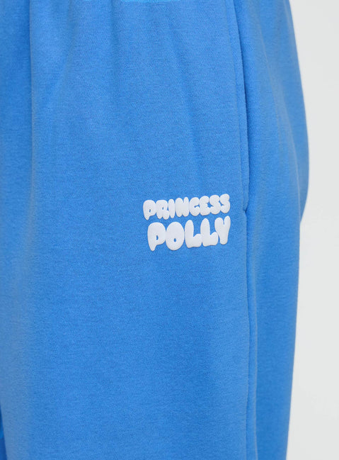 product Princess Polly Princess Polly Wide Leg Track Pant Bubble Text Blue High Rise Pants Pants 