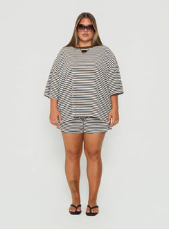 Selvina Terry Towelling Oversized Tee Multi Stripe Curve